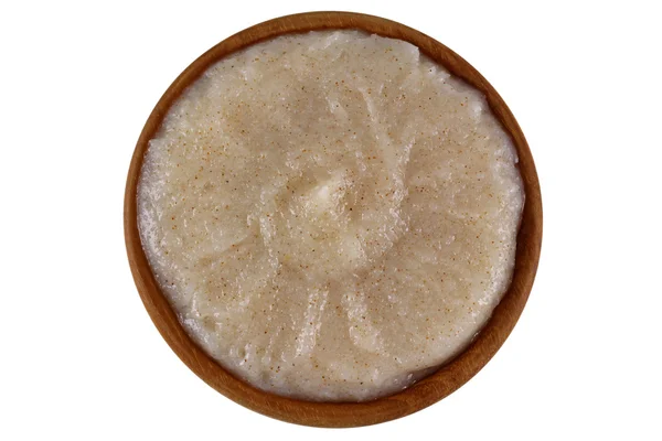 Purê de açúcar mascavo com óleo de amêndoa e grãos de casca de macadâmia — Fotografia de Stock