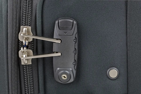 Valigia in tessuto con serratura bagaglio incorporata, bagaglio nuovo e pulito — Foto Stock