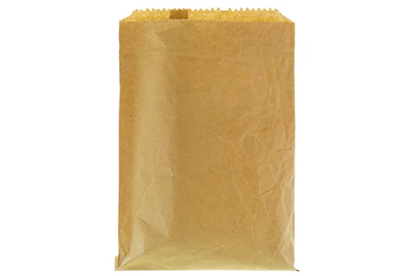 Closeup of wrinkly thin brown grocery paper bag, blank front and back — Stock Photo, Image