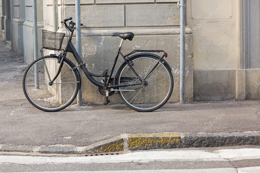 black bike with basket