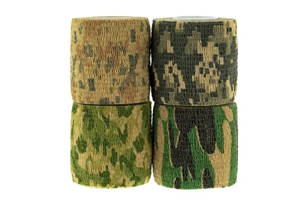 Closeup rollen stof camouflage patroon elastische bandage tape — Stockfoto
