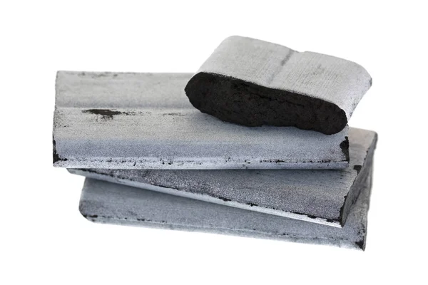 Квадрат високої температури ладан Бамбук срібло вугілля ізольовані на білому — стокове фото