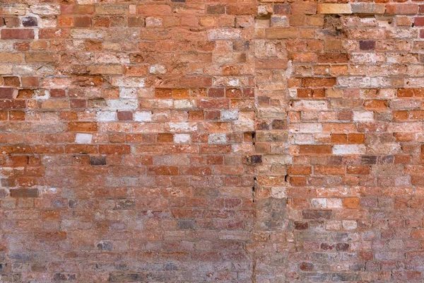 Closeup of vintage red brick wall, background texture photo of old rectangular block building — Stock Photo, Image