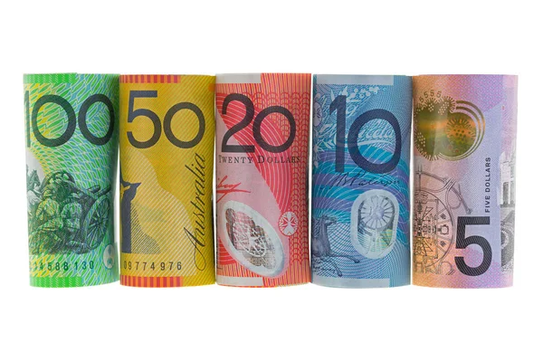 Ρολά από Αυστραλία τραπεζογραμματίων. Διαφορετικές Αυστραλίας δολάρια χρήματα — Φωτογραφία Αρχείου