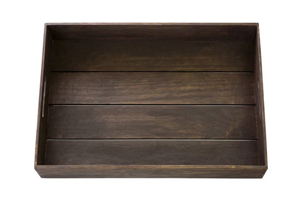 लकड़ी की सेवा ट्रे सफेद पर अलग हैंडल के साथ काले भूरे रंग में रंगीन बॉक्स — स्टॉक फ़ोटो, इमेज