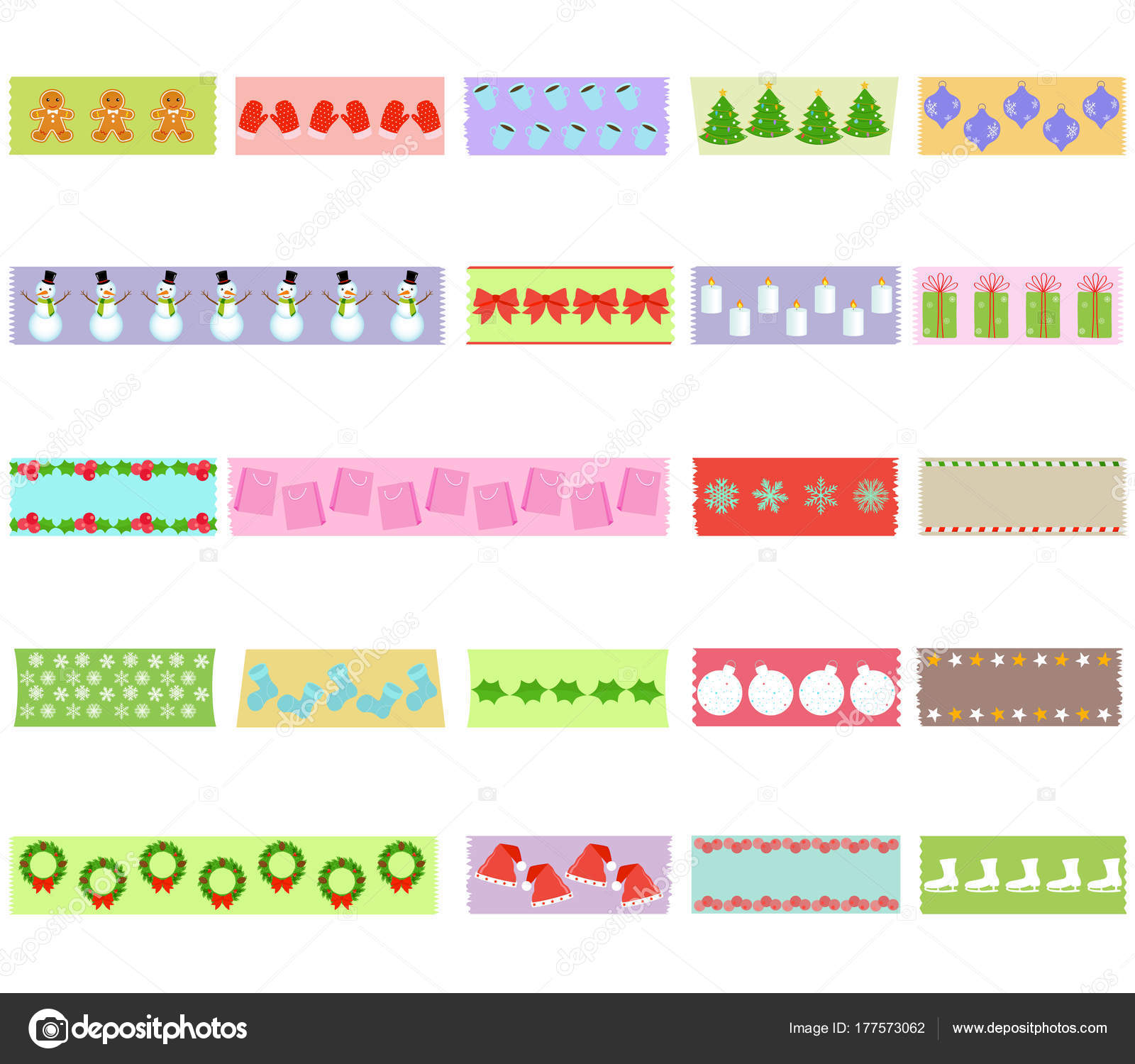 Colorful Hand-Drawn Washi Tape Collection