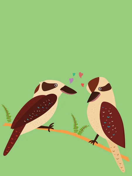 Cute vector illustration of romantic Love birds, kingfishers in love — Stock Vector