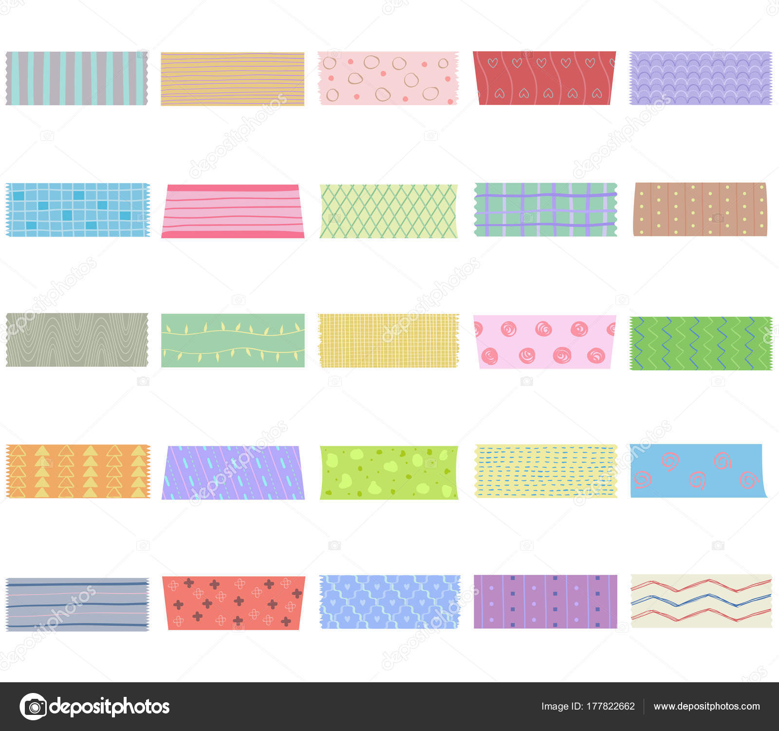Pink washi tape sticker cute pattern set Vector Image