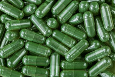 Yeşil Spirulina tozu, mavi - yeşil algler açık kapsül