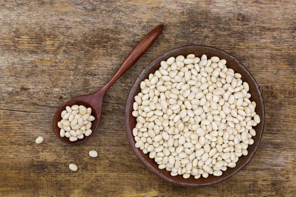 Bílé fazole hrách, nazývané také fazolovou, Pearl Haricot fazole Boston — Stock fotografie
