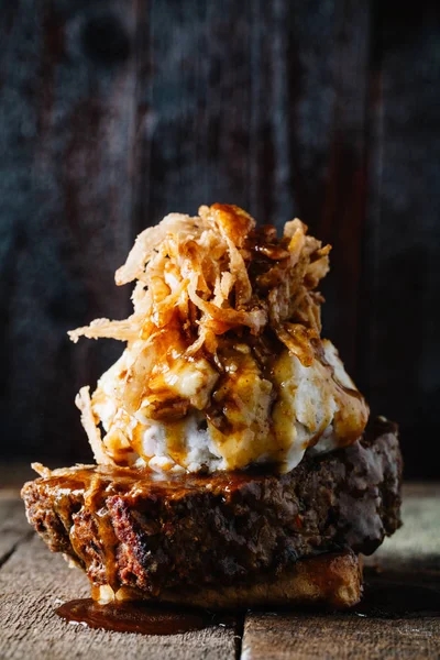 Gourmet open face meatloaf sandwich — Stock Photo, Image