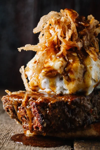 Gourmet open face meatloaf sandwich — Stock Photo, Image