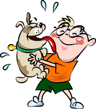 Köpek çocuğun sevgisini ve dostluğunu yalıyor.