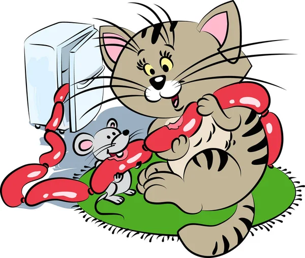 kedi ve fare sosis yer.