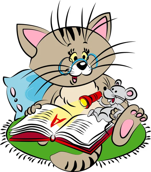 kedi ve fare kitap okuyor.