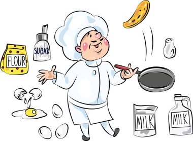 Aşçı tavada krep hazırlar.