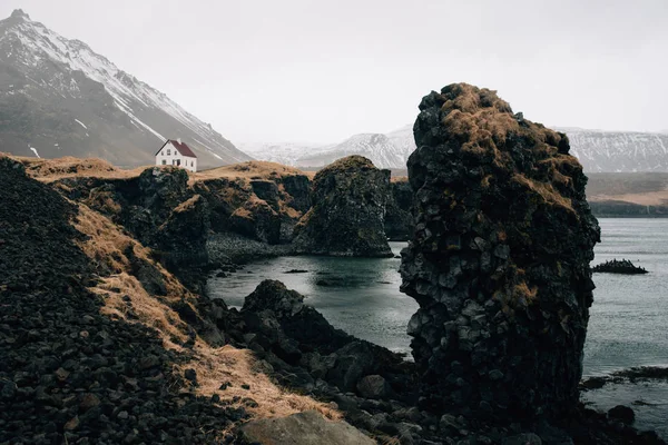 Long Côte Village Pêcheurs Arnarstapi Islande — Photo