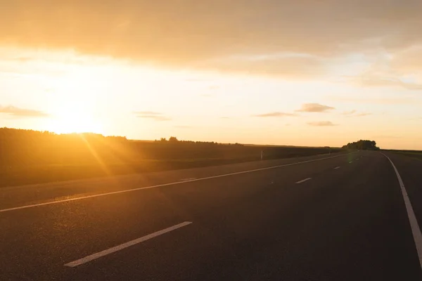 Route Asphaltée Coucher Soleil Nature — Photo