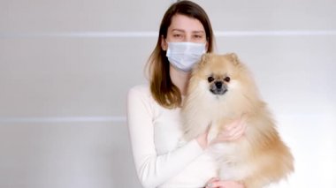 Woman wearing face mask protective for spreading of disease virus, coronavirus
