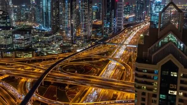 Vista do Burj Khalifa Dubai Visão geral do horizonte do centro da cidade ao pôr do sol — Vídeo de Stock