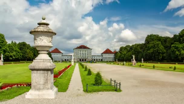 Timelapse of the Nymphenburg Palace or Castle of the Nymphs, a Baroque Palace in Munich, Bavaria, Germany — стокове відео