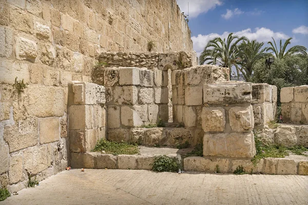 Fortificação muralhas medievais de Jerusalém — Fotografia de Stock