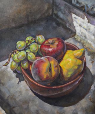 bir meyve kompozisyon tuval üzerine yağlıboya resim