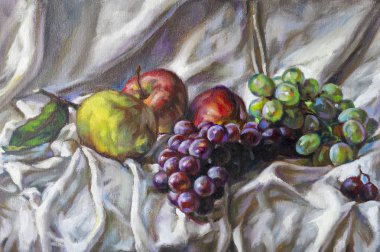 bir meyve kompozisyon tuval üzerine yağlıboya resim