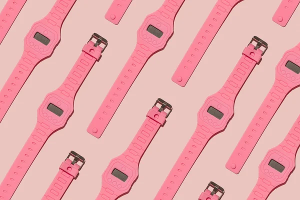 Luminosi orologi rosa mano colore — Foto Stock
