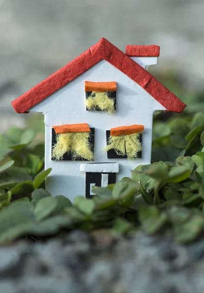 Modelo de casa e plantas verdes — Fotografia de Stock