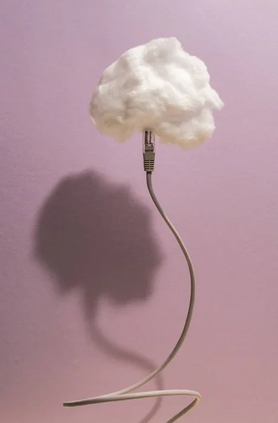 Wolken Conceptie Met Katoen Cloud Usb Kabel — Stockfoto