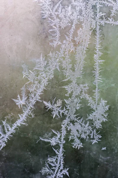 Мороз Окне Зеленый Фон — стоковое фото