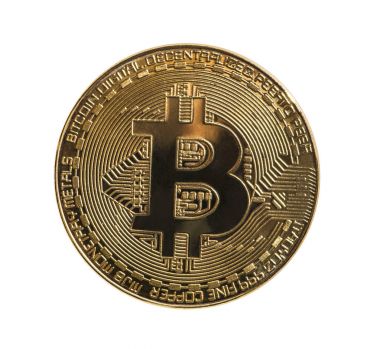 Bitcoin beyaz arka plan üzerinde izole