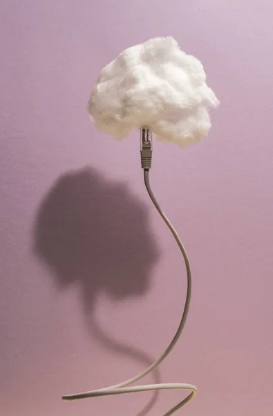 Wolken Conceptie Met Katoen Cloud Usb Kabel — Stockfoto