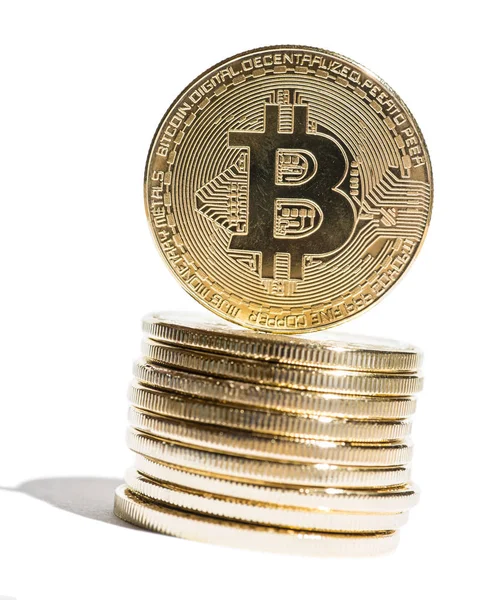 Pila Bitcoin Blanco Aislado — Foto de Stock