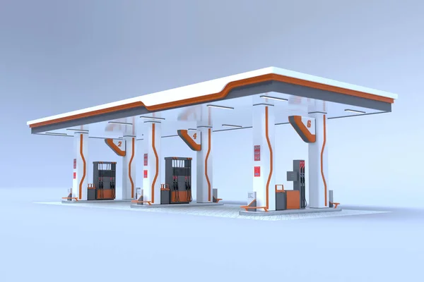 Baldachim Stacji Benzynowej Renderowania — Zdjęcie stockowe
