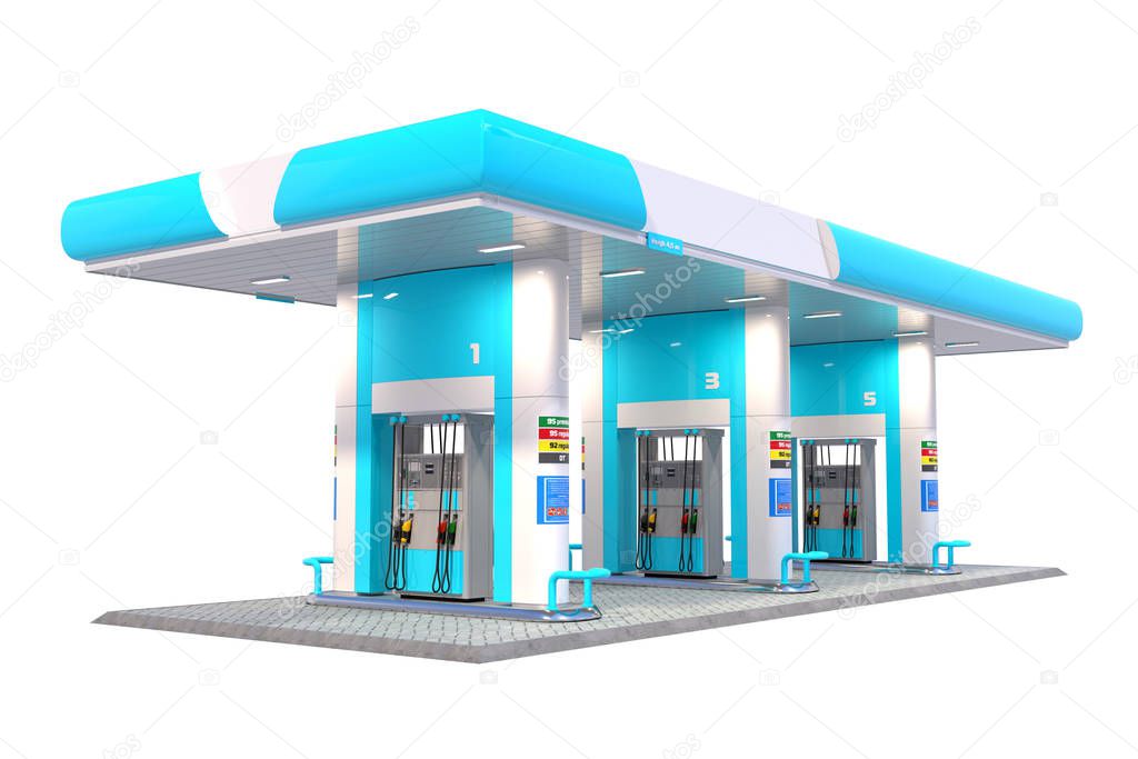 Gas station canopy 3d render