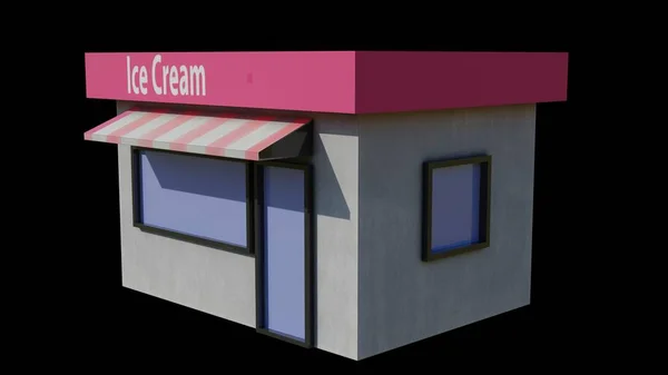 Ice_Cream Kiosk Low Poly Style — Stock Photo, Image