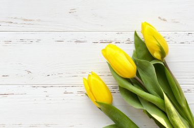  ahşap zemin üzerinde güzel Sarı laleler