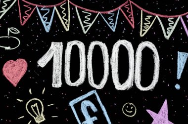 10 binlerce Tebeşir tahtaya çizim