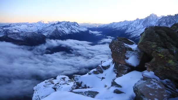 Grand Couloir Nära Aiguille Goter Klassisk Alpinist Sätt Mont Blanc — Stockvideo