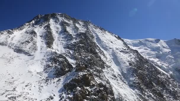 Grand Couloir Cerca Aiguille Goter Camino Clásico Alpinista Mont Blanc — Vídeos de Stock