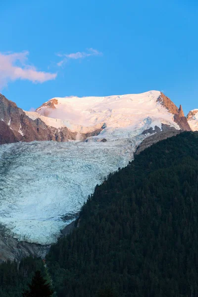 Mont Blanc Tacul Bossons Glaciar Parte Mont Blanc Maciço Noite — Fotografia de Stock