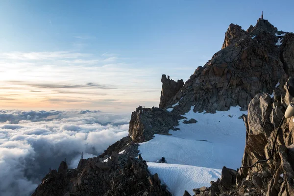 Prachtig Uitzicht Aiguille Midi Vanuit Cosmique Toevluchtsoord Franse Alpen Chamonix — Stockfoto