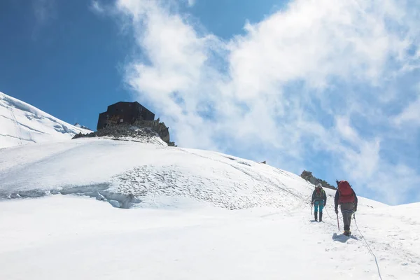 Les Alpinistes Montent Refuge Cosmique Après Col Midi Dans Les — Photo