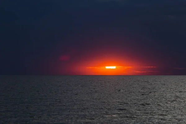 Beautiful Colourful Sunset Evening Black Sea Big Dark Waves Kinburn — Stock Photo, Image