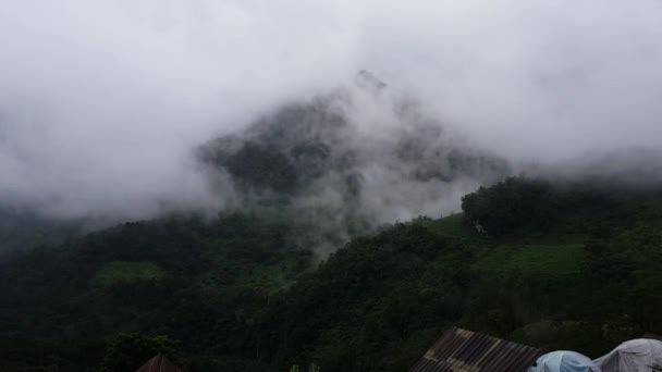 Landscape Mountain Covered Clouds Morning Mist Doi Luang Chiang Dao — Stock Video