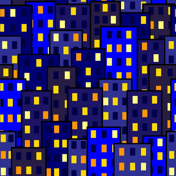 Seamless pattern. Night city. — Stock Vector
