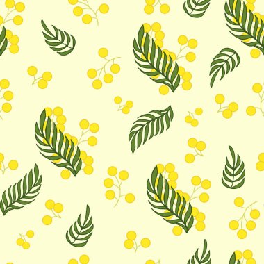 Mimoza çiçeği ile sorunsuz vektör desen.