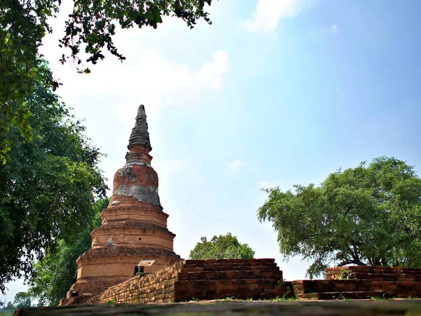 Zřícenina Chrámu Starověké Pagody Ayutthaya Thajsko — Stock fotografie